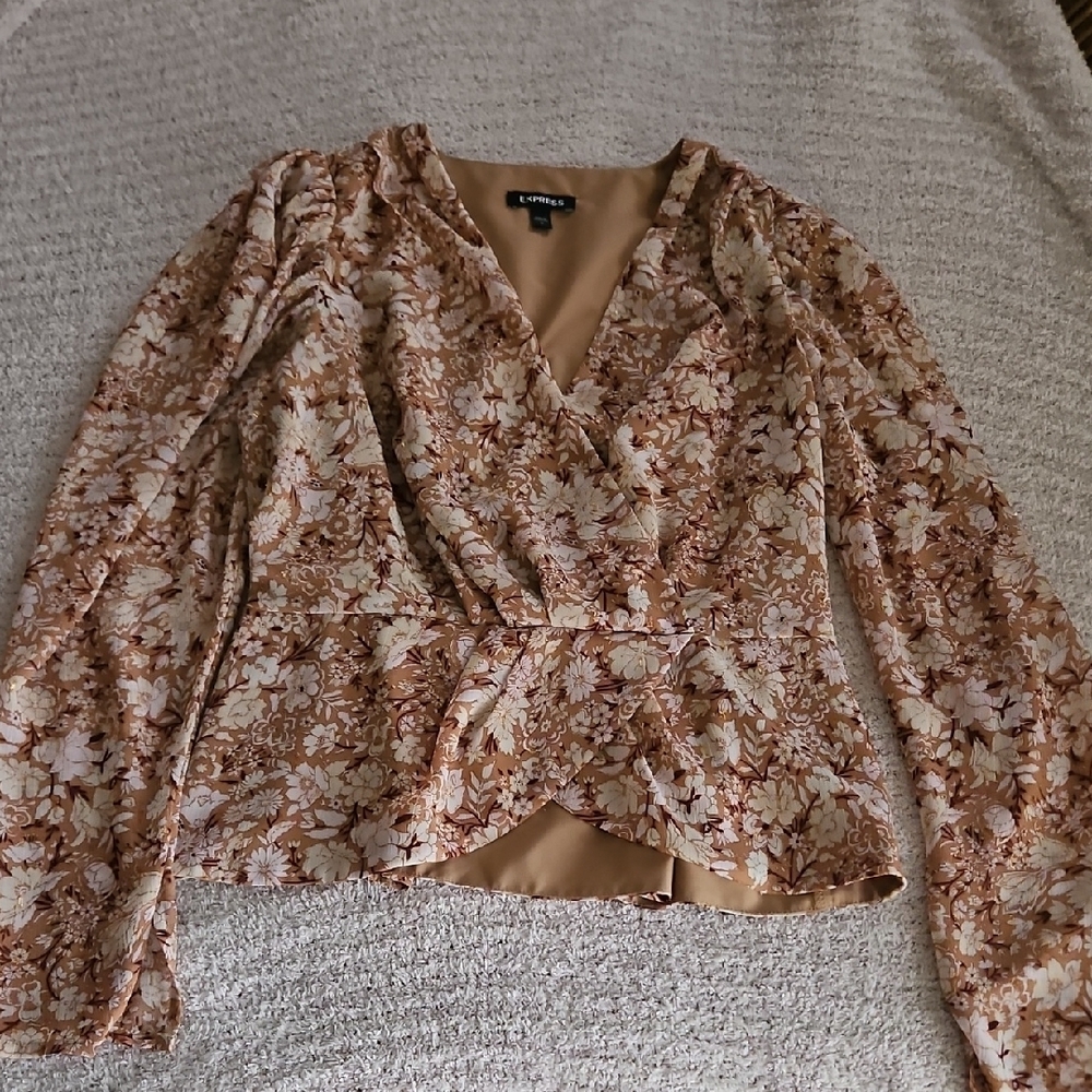 Express Floral Wrap Blouse